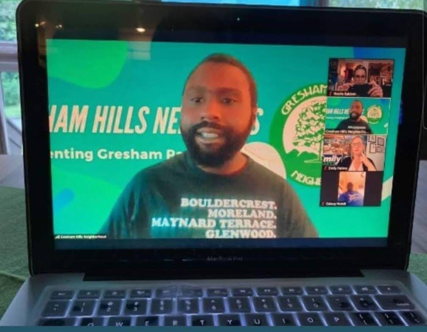 Manny speaking during an online Gresham Hills neighborhood meeting
